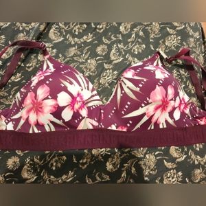 New Pink Victoria's Secret burgundy floral sports bra size 32DD